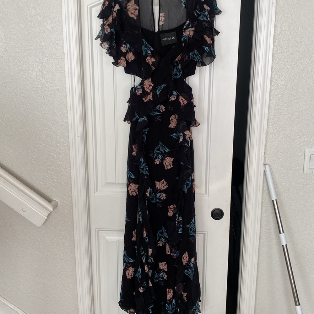 NICHOLAS 'Piper' Flowy Ruffle Cutout
Maxi Silk Dress, Size 4($850) - Picture 5 of 15